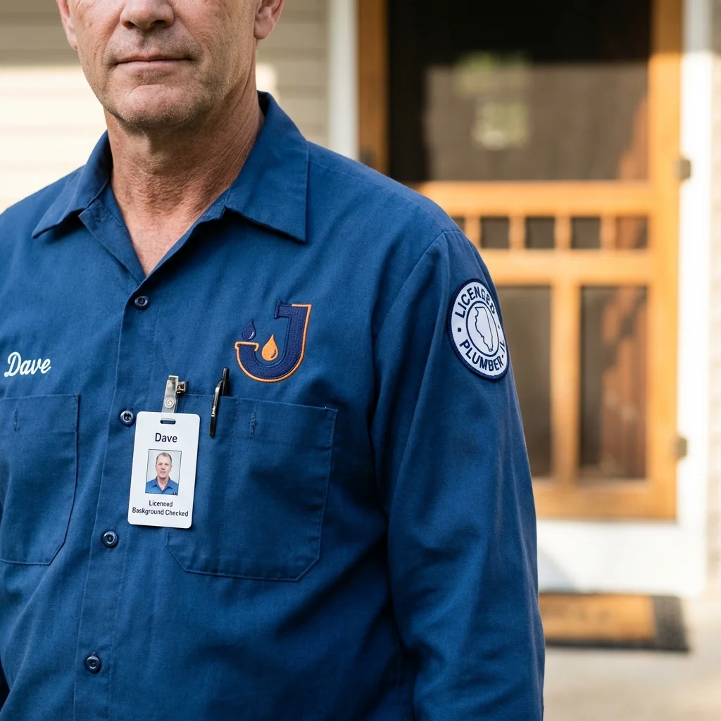 Licensed plumber showing ID badge in Cumberland, WI
